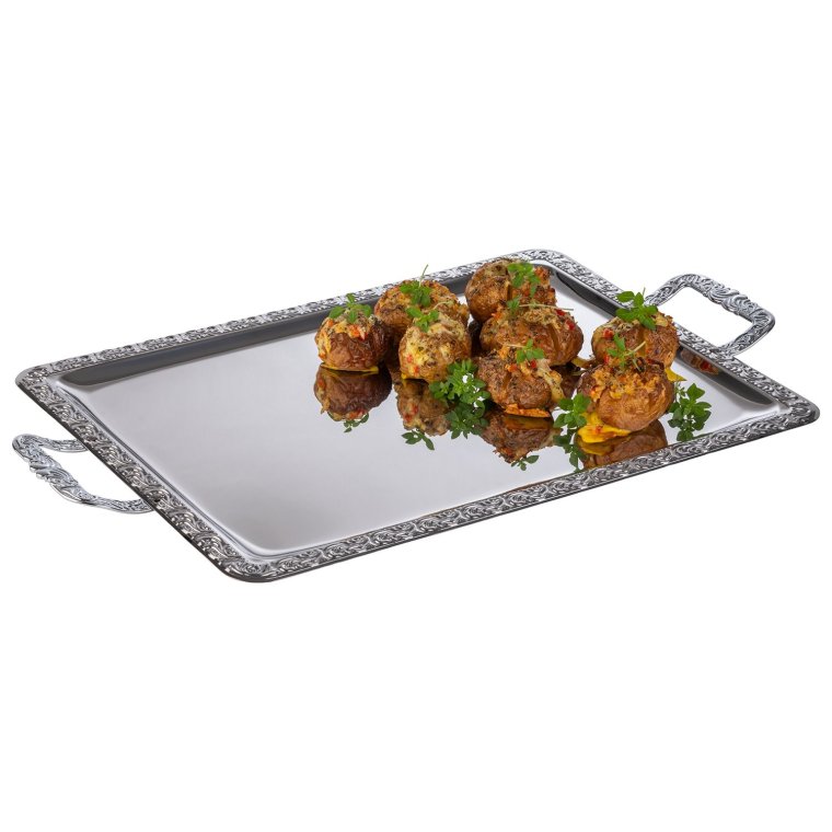 Buffet Tablett SCHÖNER ESSEN 60 x 36 cm Edelstahl
