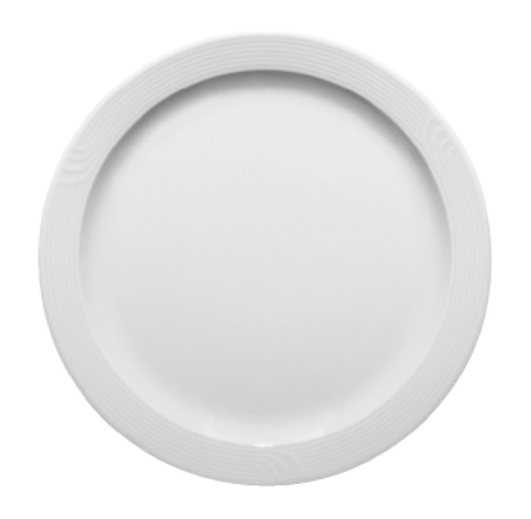 Teller flach schmale Fahne 2549/25 cm weiß Carat Porzellan