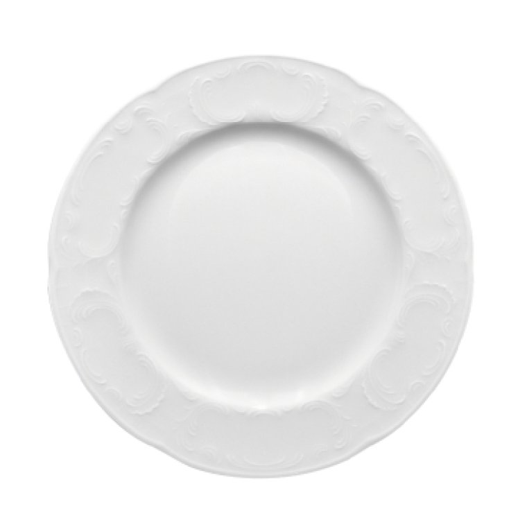 Teller flach flache Fahne 5719/28 cm weiß Mozart Porzellan