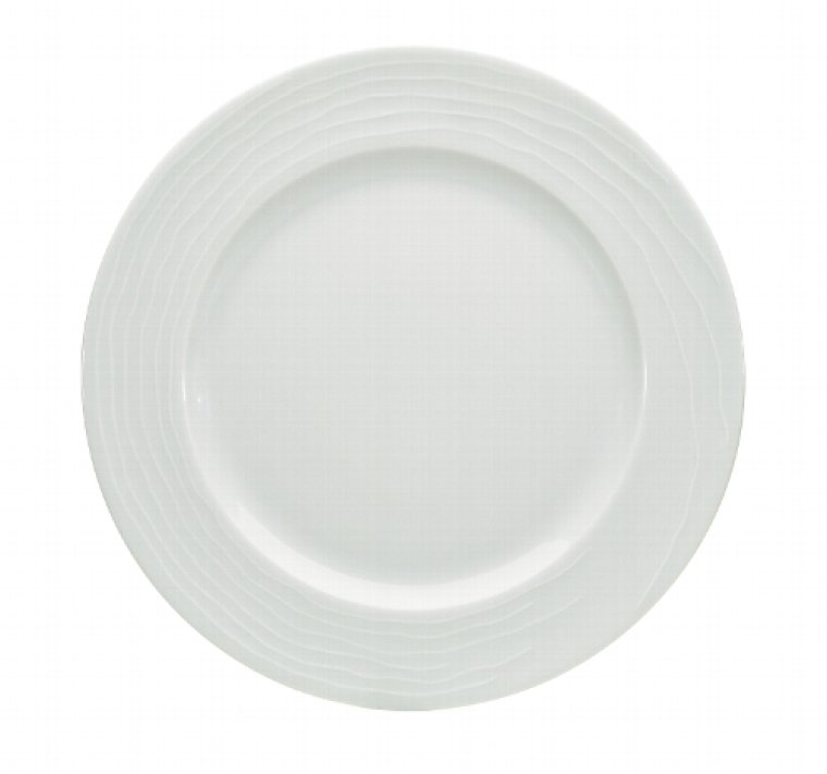 Strukturteller flach breite Fahne 28 cm weiß Maitre Porzellan