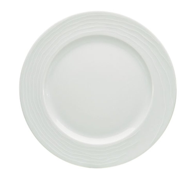 Strukturteller flach breite Fahne 16 cm weiß Maitre Porzellan