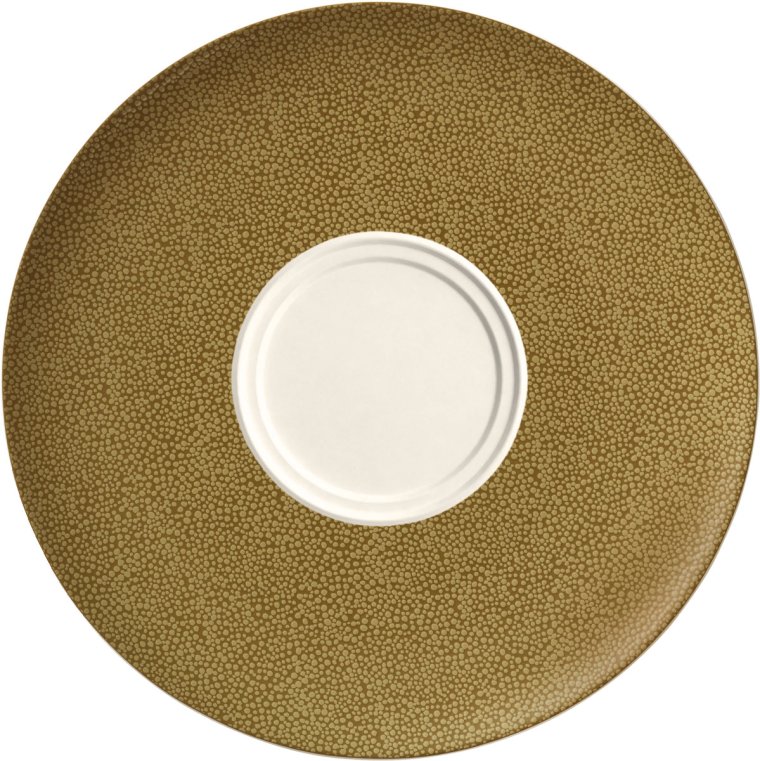 Untertasse rund mit Doppelspiegel 21 cm Pearls Olive Porzellan