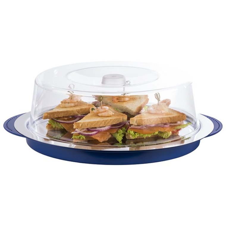Thermo-Tablett 5-teilig rund 350 x mm Transparent, blau