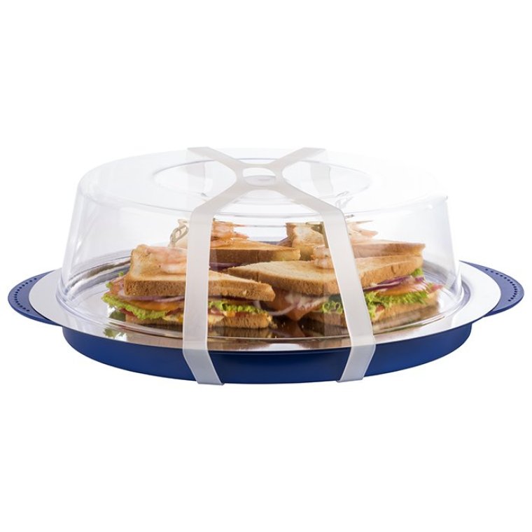 Thermo-Tablett 5-teilig rund 350 x mm Transparent, blau