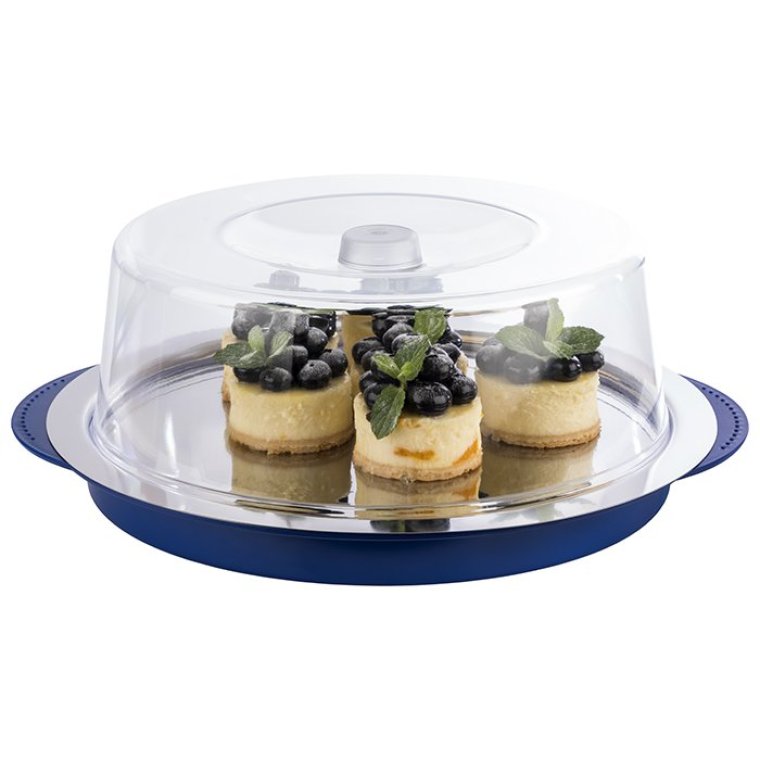 Thermo-Tablett 5-teilig rund 350 x mm Transparent, blau