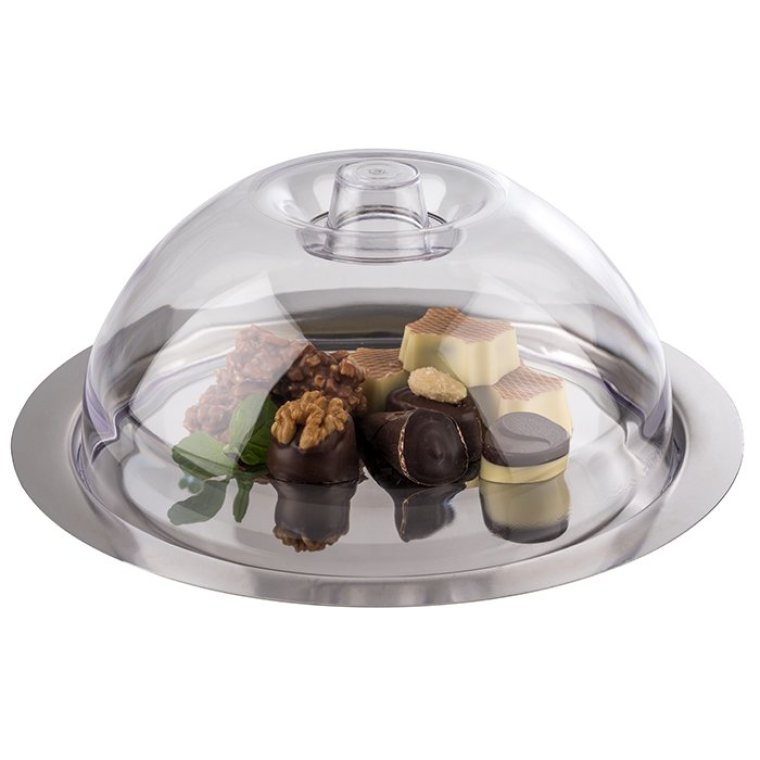 Buffet Platte FINESSE Ø 22 cm mit Abdeckhaube ohne Griffe Edelstahl