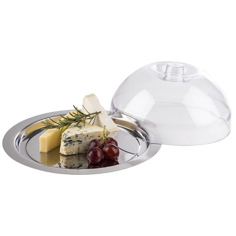 Buffet Platte FINESSE Ø 22 cm mit Abdeckhaube ohne Griffe Edelstahl