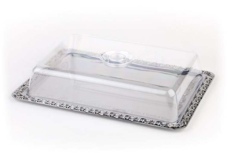 Buffet Platte SCHÖNER ESSEN mit Abdeckhaube 420 x 310 mm Edelstahl