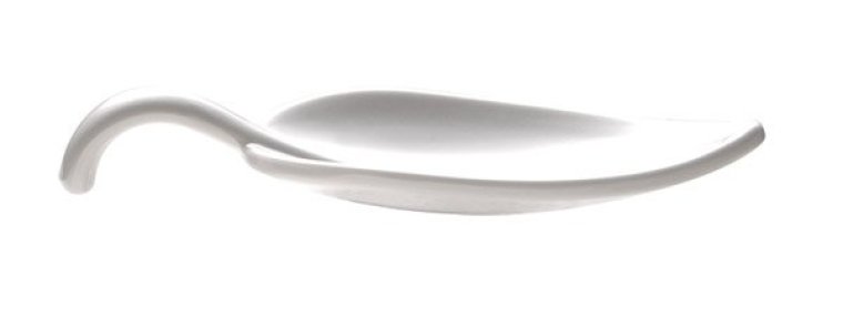 Fingerfood-Löffel -LEAF- weiß, Melamin 100 x 45 mm