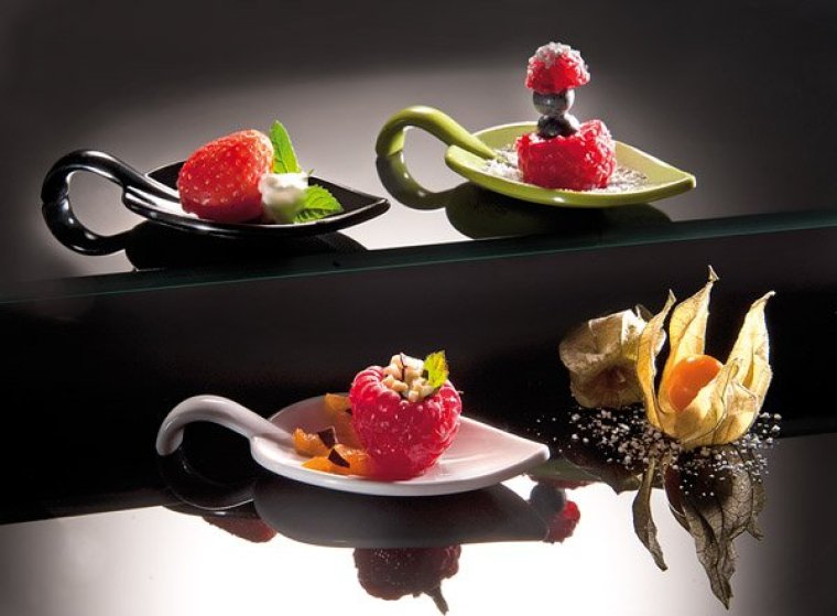 Fingerfood-Löffel -LEAF- weiß, Melamin 100 x 45 mm