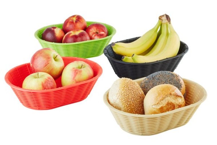 Brot- und Obstkorb WICKER-LOOK oval schwarz 230 x 170 mm