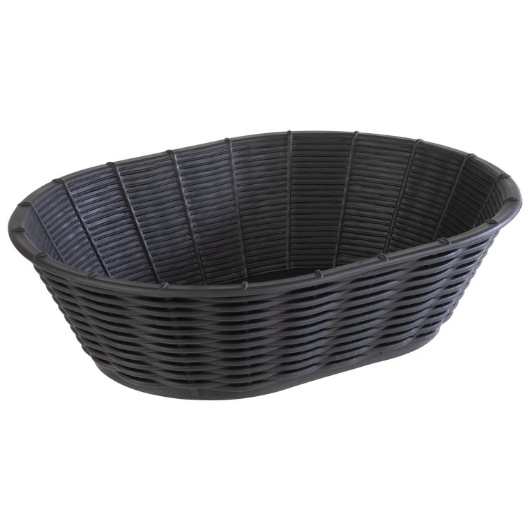 Brot- und Obstkorb WICKER-LOOK oval schwarz 230 x 170 mm