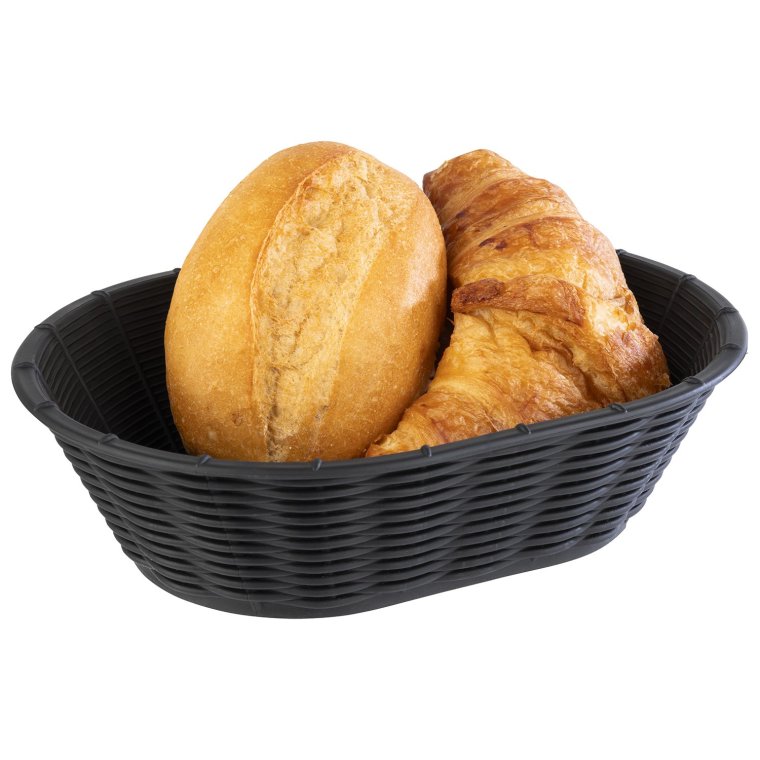 Brot- und Obstkorb WICKER-LOOK oval schwarz 230 x 170 mm