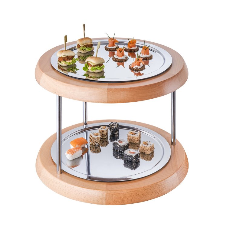 Kültablett Buffet-Vitrine DOPPELDECKER rund 480 x mm