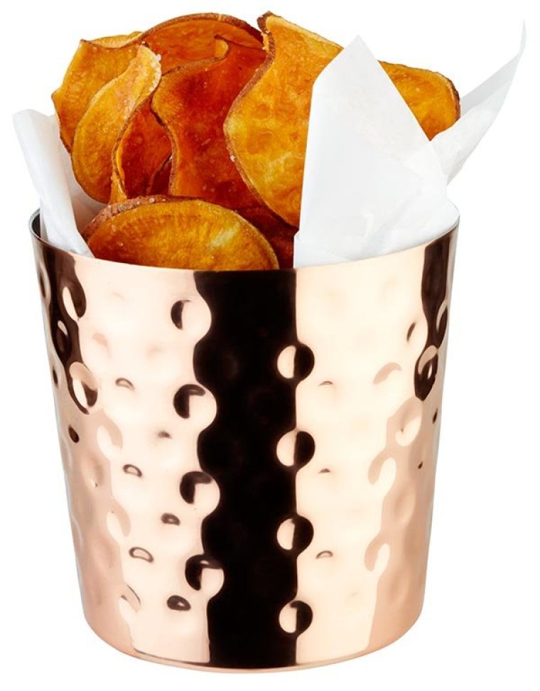 Servier-Eimer / -Becher -SNACKHOLDER- 0,35 l gehämmert Edelstahl