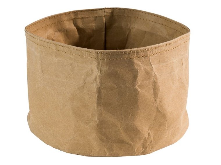 Brottasche PAPERBAG rund 17 cm beige