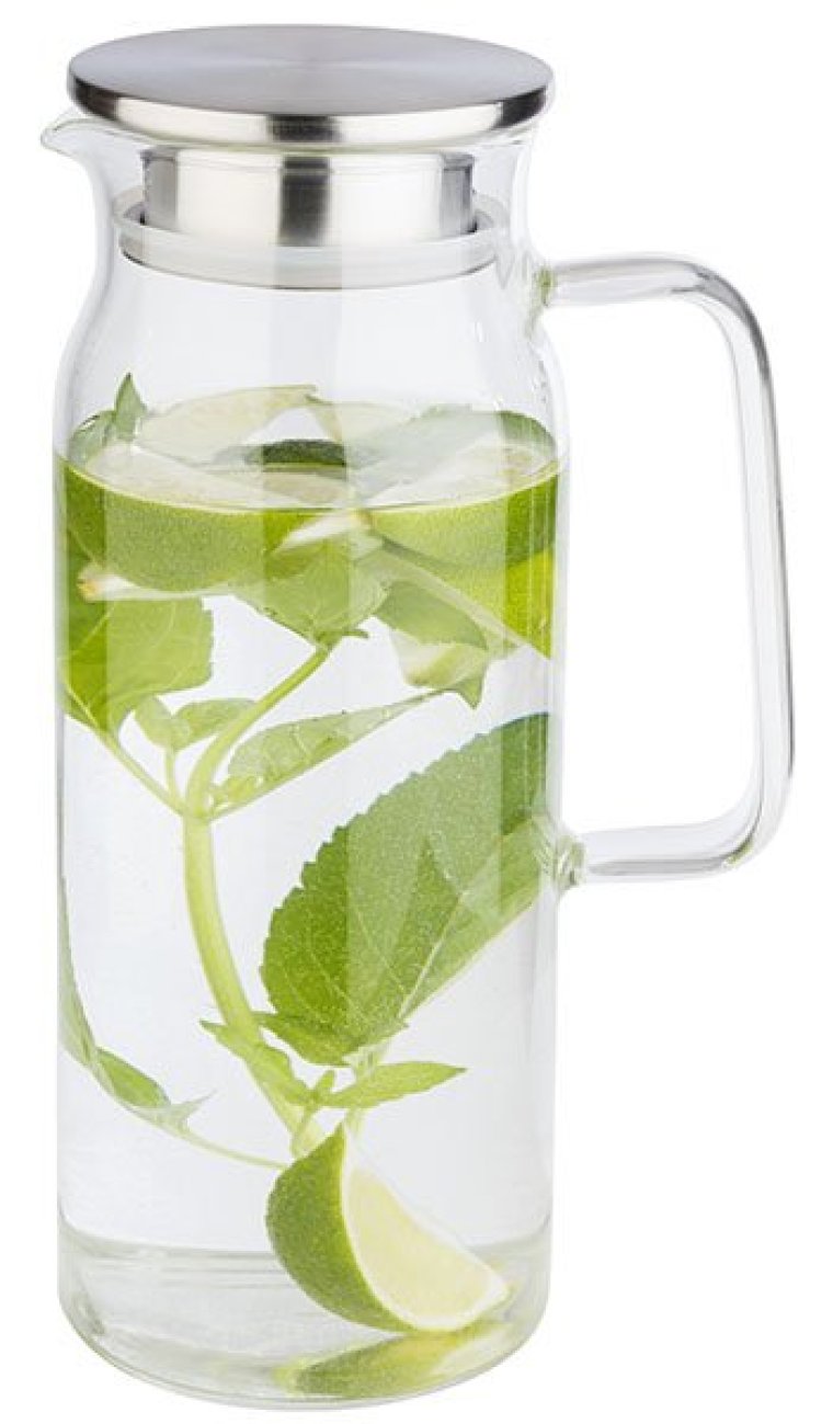 Glaskaraffe 1,5 Liter Edelstahl