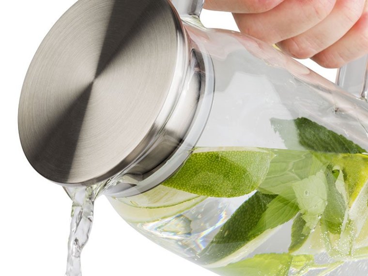 Glaskaraffe 1,5 Liter Edelstahl