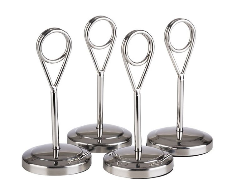 Kartenhalter, 4er Set, Höhe 10,5 cm hochglanzpoliert Edelstahl