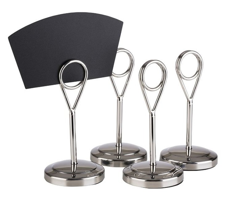Kartenhalter, 4er Set, Höhe 10,5 cm hochglanzpoliert Edelstahl