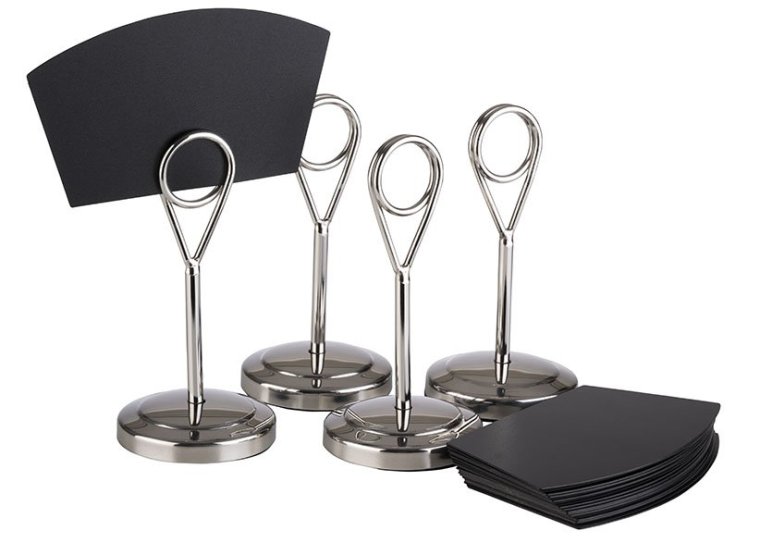 Kartenhalter, 4er Set, Höhe 10,5 cm hochglanzpoliert Edelstahl