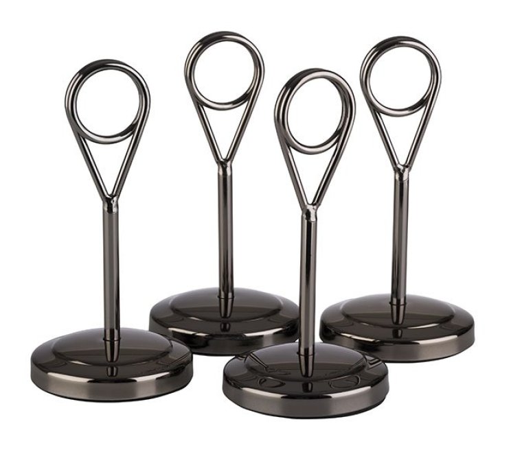 Kartenhalter, 4er Set, Höhe 10,5 cm Gunmetal Edelstahl