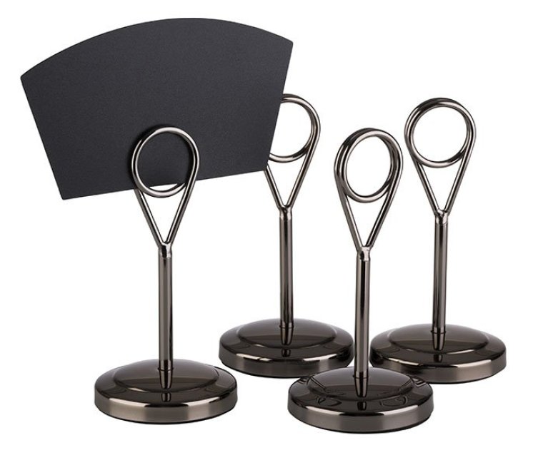 Kartenhalter, 4er Set, Höhe 10,5 cm Gunmetal Edelstahl