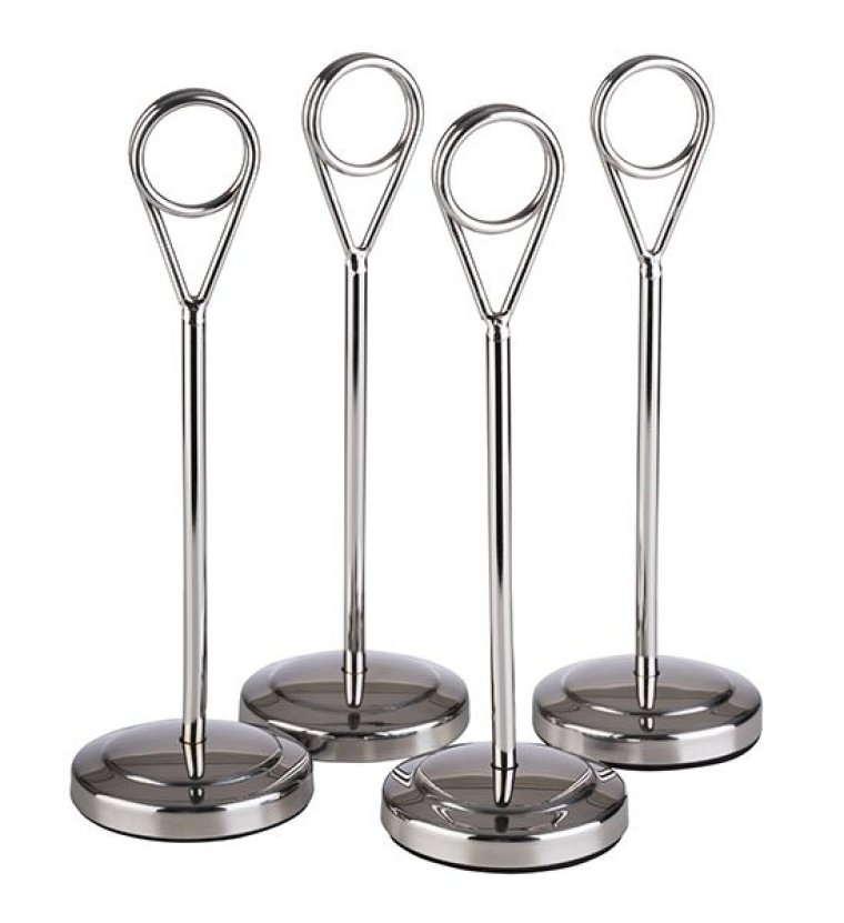 Kartenhalter, 4er Set, Höhe 15,5 cm hochglanzpoliert Edelstahl