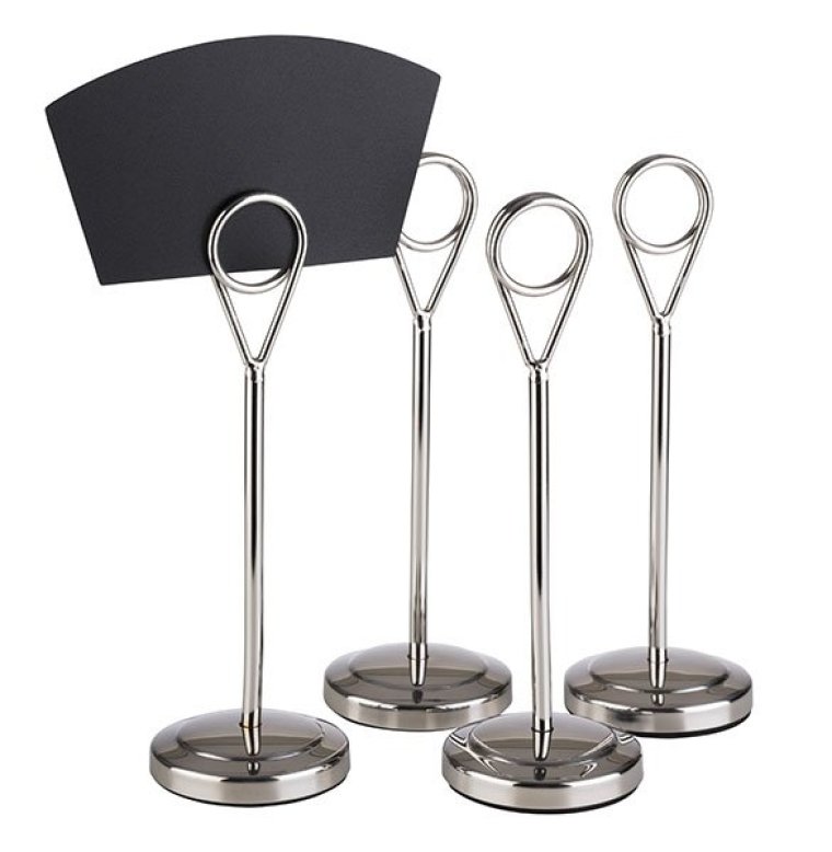 Kartenhalter, 4er Set, Höhe 15,5 cm hochglanzpoliert Edelstahl