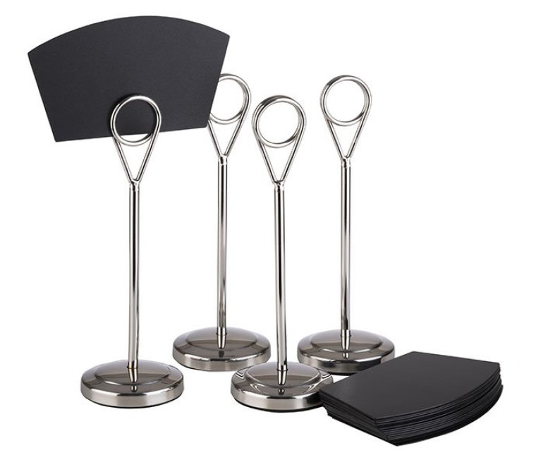Kartenhalter, 4er Set, Höhe 15,5 cm hochglanzpoliert Edelstahl