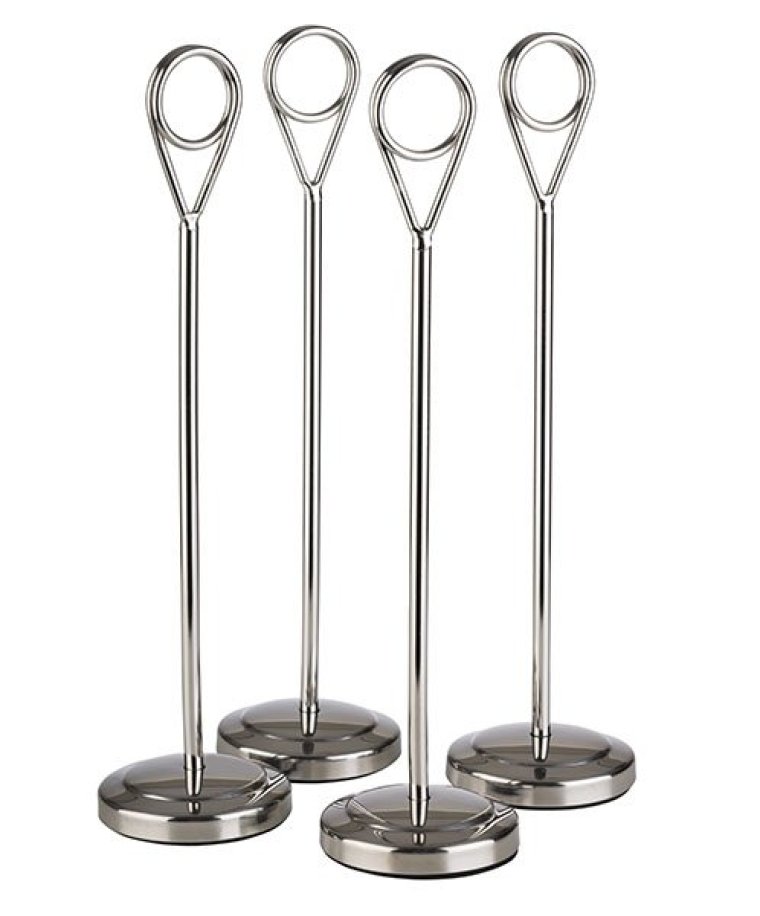 Kartenhalter, 4er Set, Höhe 20,5 cm hochglanzpoliert Edelstahl