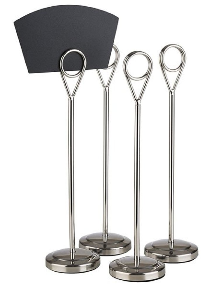 Kartenhalter, 4er Set, Höhe 20,5 cm hochglanzpoliert Edelstahl