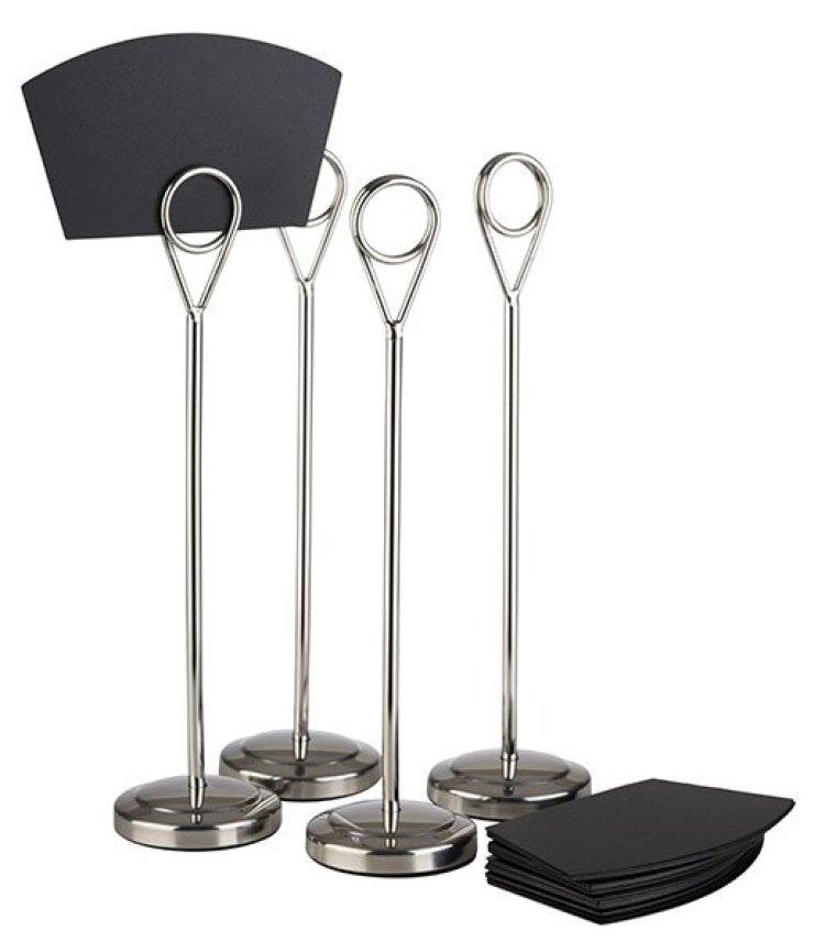 Kartenhalter, 4er Set, Höhe 20,5 cm hochglanzpoliert Edelstahl