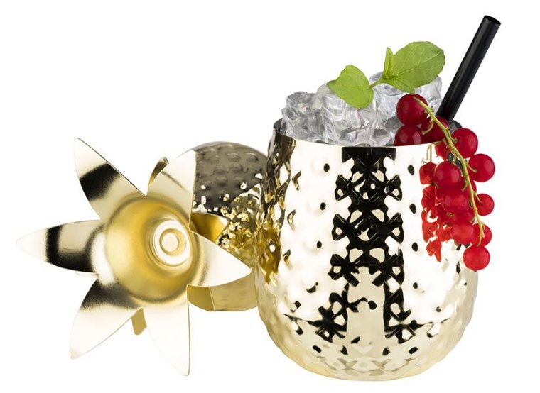 Becher PINEAPPLE Gold-Look 90 x mm Edelstahl