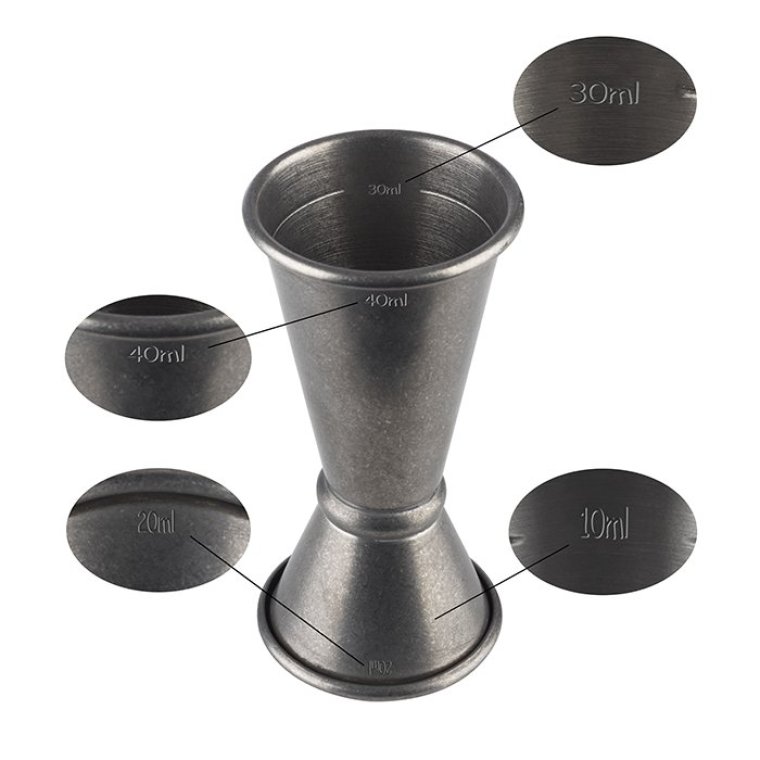 Barmaß 2/4 cl Antik-Edelstahl-Look 45 x mm
