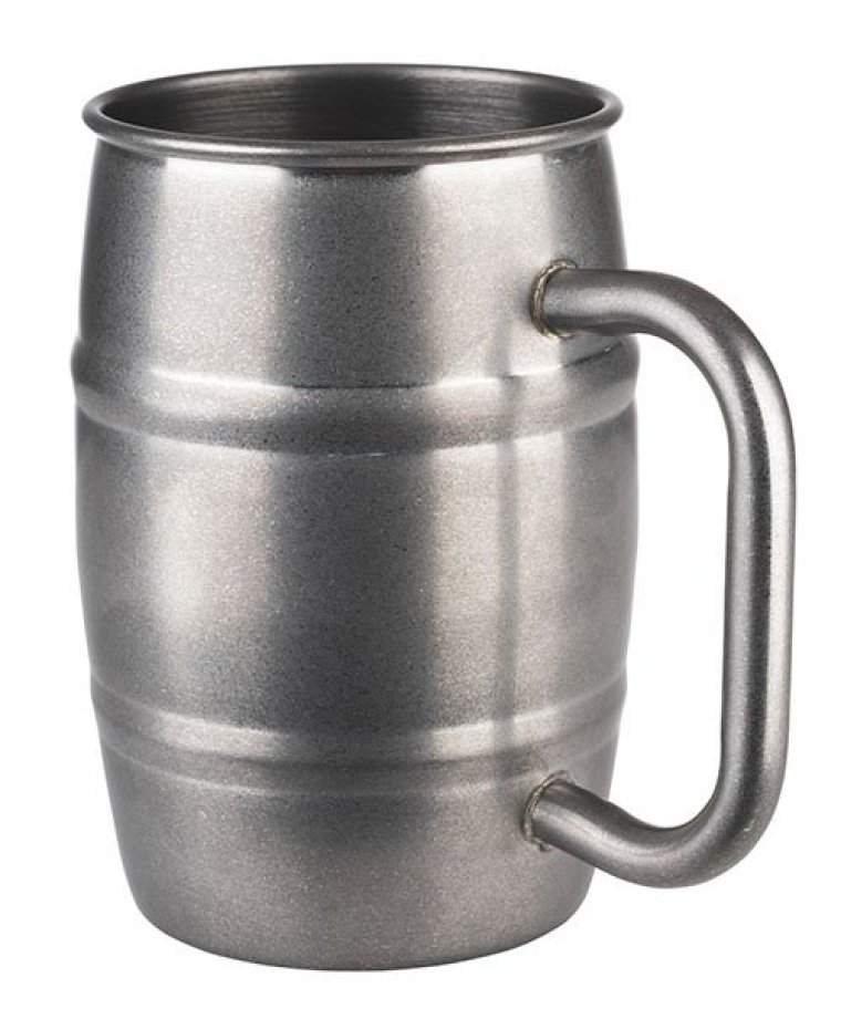 Becher BEER MUG 0,5 Liter Antik-Edelstahl-Look
