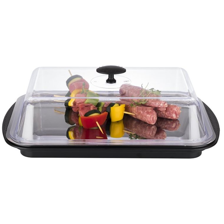 Thermo Tablett-Set kühlbar eckig 43 x 29 cm Schwarz, transparent