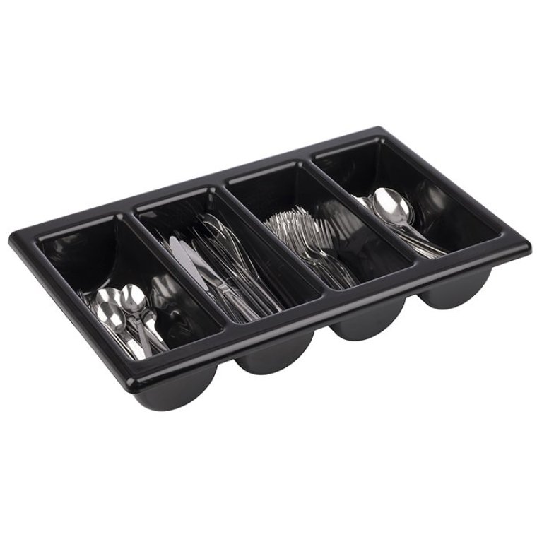 Besteckbehälter GN 1/1 4 Fächer schwarz 530 x 325 mm