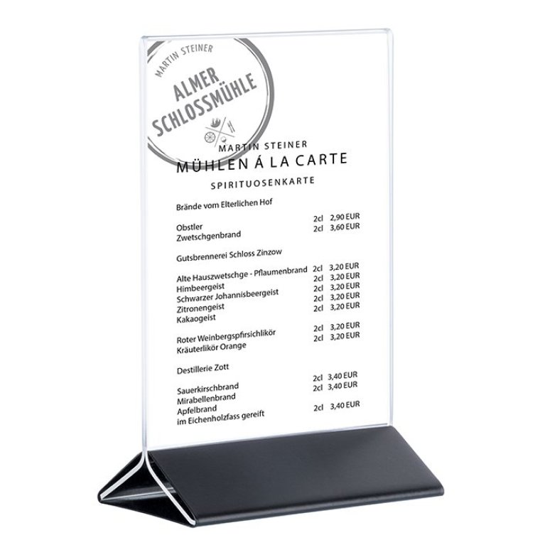 Kartenhalter schwarz für DIN A4 210 x 70 mm