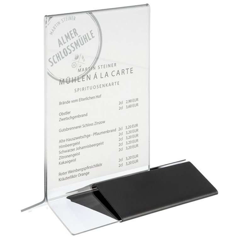 Kartenhalter schwarz für DIN A4 210 x 70 mm