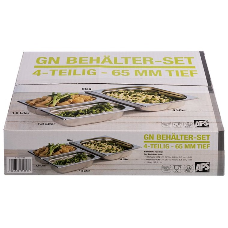 GN Behälter-Set 1/2 und 1/4 325 x 265 mm Edelstahl