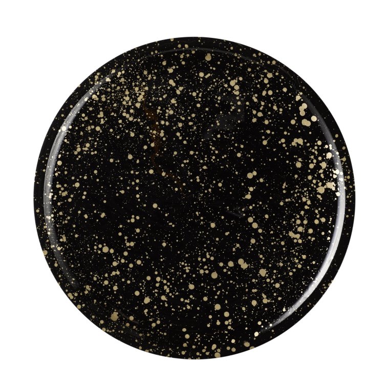 Tablett / Teller MANGO starry sky Ø 35,5 cm, H: 2,5 cm Schwarz, gold