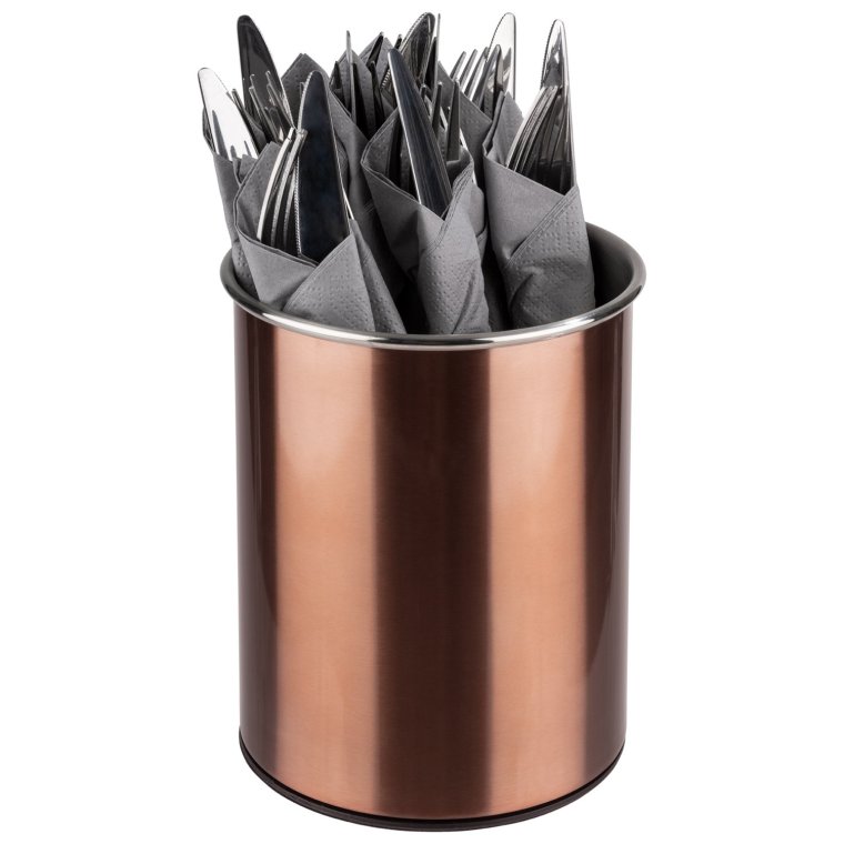 Besteckbehälter kupfer, drehbar Ø 13 cm, H: 16,5 cm Edelstahl