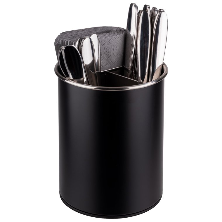 Besteckbehälter silber, drehbar Ø 13 cm, H: 16,5 cm Edelstahl