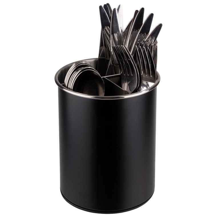 Besteckbehälter silber, drehbar Ø 13 cm, H: 16,5 cm Edelstahl