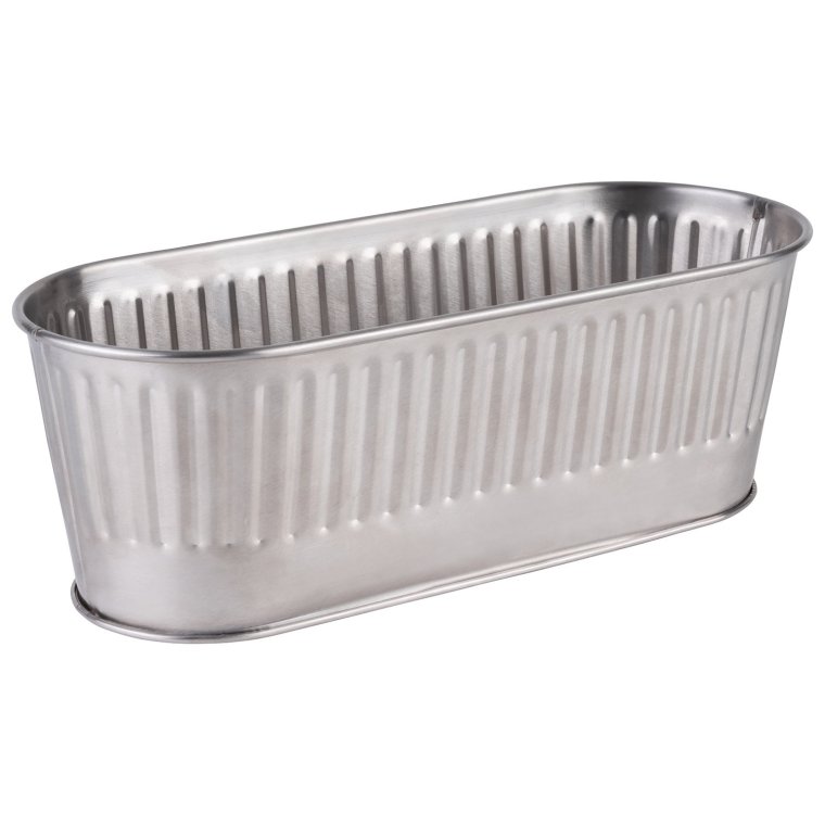 Besteckbehälter / Korb silber 29,5 x 12 cm, H: 10 cm Edelstahl