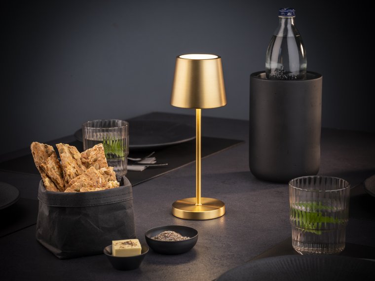 Tischleuchte MERLE MINI Ø 9 cm, H: 25 cm Gold