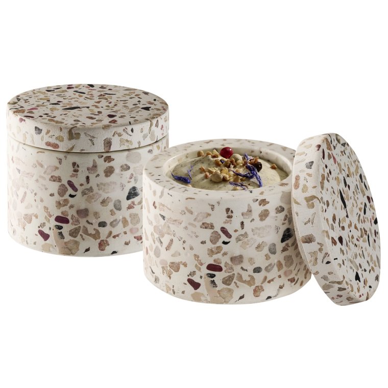 Dose, 2er Set -TERRAZZO- Ø 6 cm, H: 5 40 ml Terrazzooptik