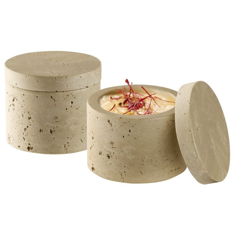 Dose, 2er Set -MINERA- Ø 6 cm, H: 5 40 ml Travertinoptik