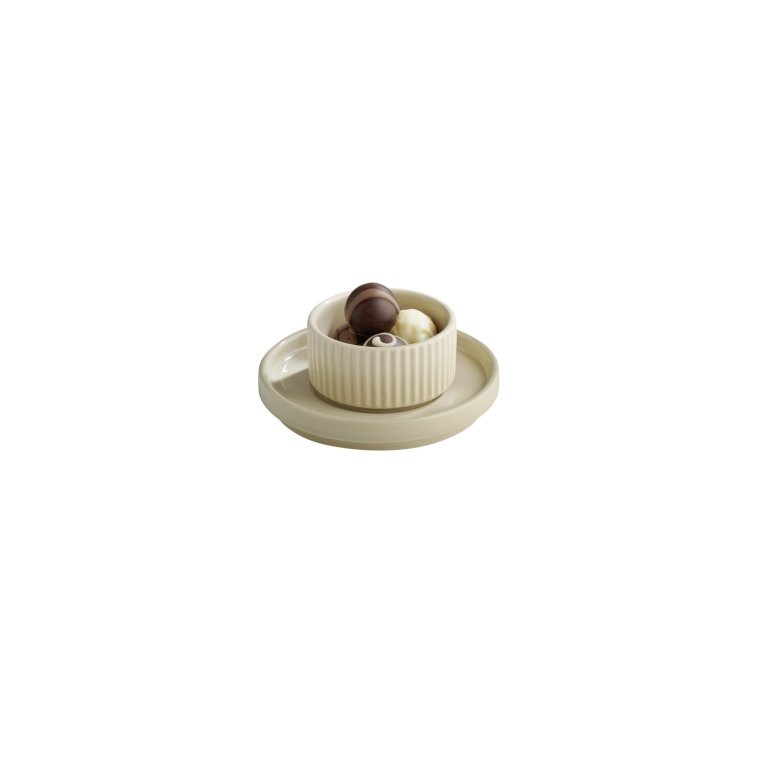 Untertasse -THE GRID- Ø 12,5 cm, H: 2 cm Sand Porzellan